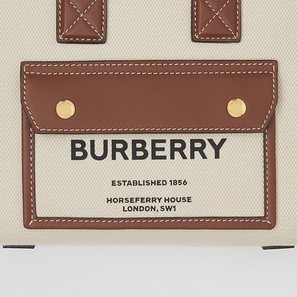 バーバリー トートバッグ 偽物★ミニ ツートン キャンバス&レザー フレヤバッグ 80441421